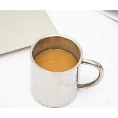 50pcs 300ml Double Layer 304 Stainless Steel Coffee Mugs Portable Camping Cup with Handle Mountaineering Cups
