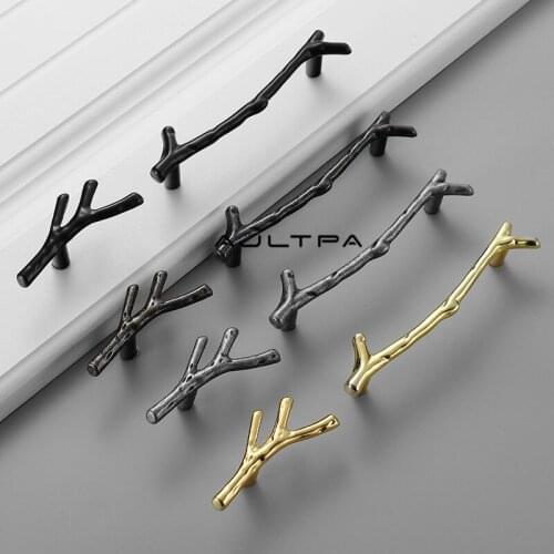 50Pcs 68mm/96mm/128mm Fashion Tree Branch Handle Kitchen Cabinet Lockers Kitchen Drawer Handles Furniture Pulls Hardware