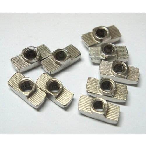 50PCS M3 M4 M5 Hammer Nut Aluminum Connector T Fastener Sliding Nut Nickel Plated Carbon Steel for 2020 Aluminum Profile