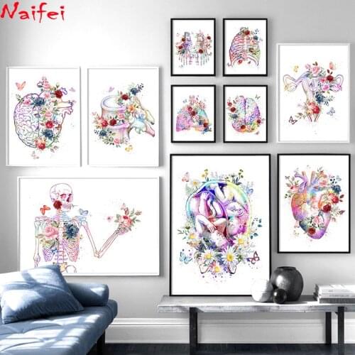 Diy Diamond embroidery Flower Foot Bone Anatomy Wall Art Full Square Round Diamond Painting Physiological Organs Doctors Decor