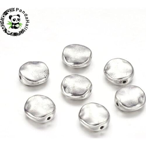 Pandahall 20/50pcs Tibetan Nuggets Alloy Flat Round Bead Charms Spacer for Jewelry Bracelet Necklace Making