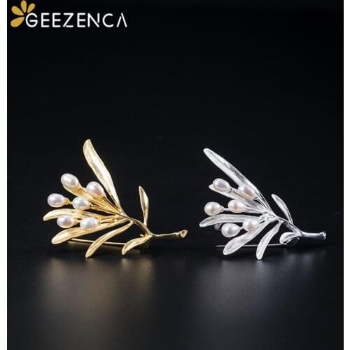 925 Sterling Silver Natural Freshwater Pearls Brooches Fine Jewelry for Women Tree Branch Leaf Brooch Trendy Party Elegant Gift