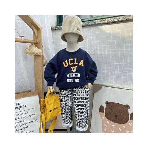 Childrens Sweatshirt Autumn Korean Baby Boys and Girls T Shirt 2021 New Korean Kids Letters Printed Long-sleeved T Shirt Tees