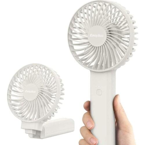 EasyAcc 3350mAh Rechargerable Handheld Fan One Touch Power Off USB Desk Fan 3-17 Hours 4 Speed Strong Winds Personal Cooling Fan