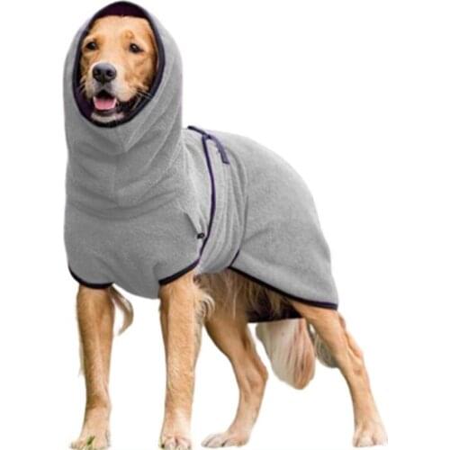 New Fleece Big Dog Hoodie High Neck Pet Jacket Coat Cozy Elastic Sweater Samoyed German Sheperd Costume Clothing Solid Color
