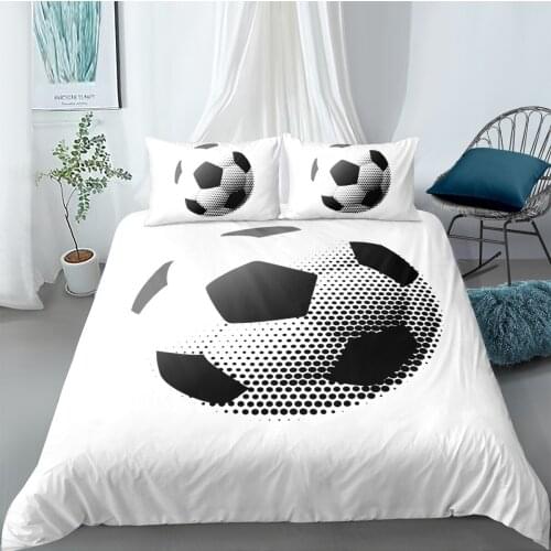 Football Bed Linens 3D White Duvet Cover Sets and Pillow Shams Full Double Single Twin Queen King Size 173*230cm Bedding Set