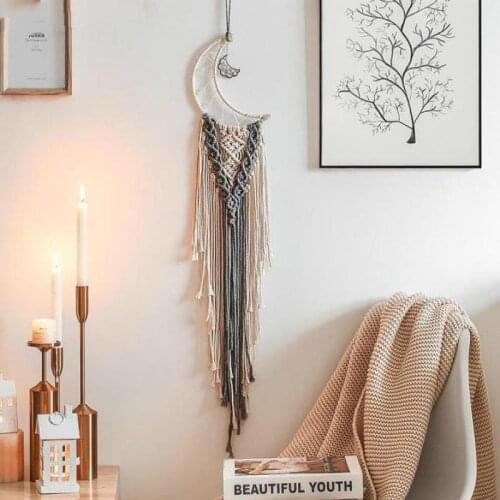 Homelily Hand Woven Tapestry Moon Dream Catcher Bohemian Home Living Room Background Decoration Simple Wall Hanging Decor