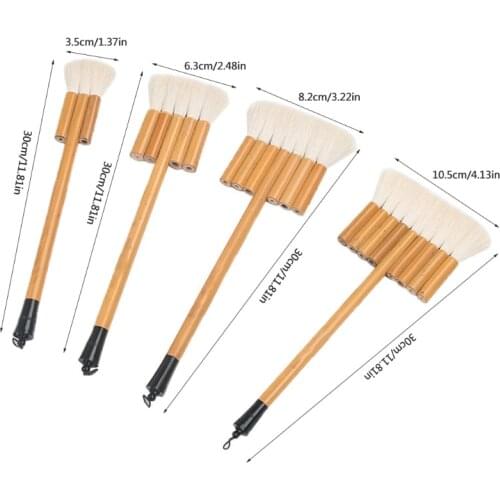 D5QC Exquisite Wool Row Paint Brush Wood Handle Flat Paint Brush Professional Brush for DIY Decro Ceramic Pottery Painting