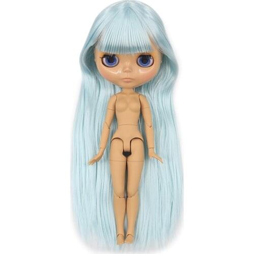 ICY DBS Blyth doll 1/6 bjd joint body pale Blue hair Straight hair Tan Skin siny face 30cm toy girls gift