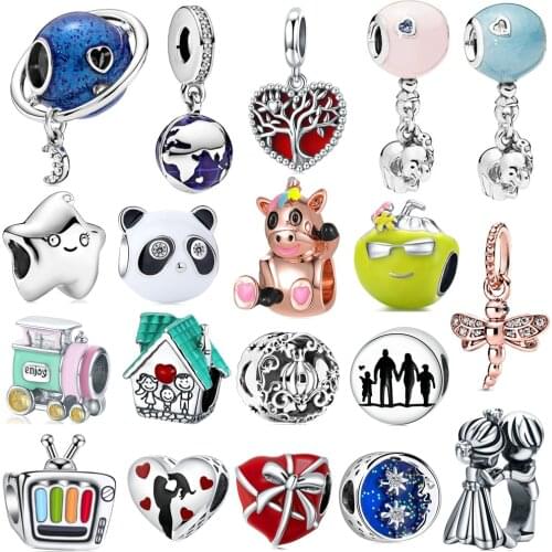 Animal Panda Elephant Star Bead Pendant Suitable for Original Pandora Charm Bracelet Necklace Lady DIY Jewelry Gifts