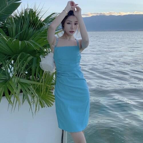 Fashion Vintage Summer Vintage Beach Mini Party Club Dress Ladies Elegant Streetwear Strap Backless Bandage Beach Vacation Dress