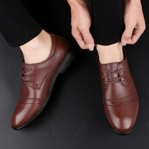 Mens plus size shoes leather non-slip waterproof high quality 2019 spring and autumn outdoor business leather shoes size 45