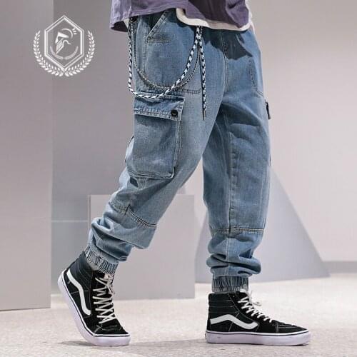 Men Loose Harem Jogger Safari Style Jeans Fashion Ankle-Length Hip Hop Jeans