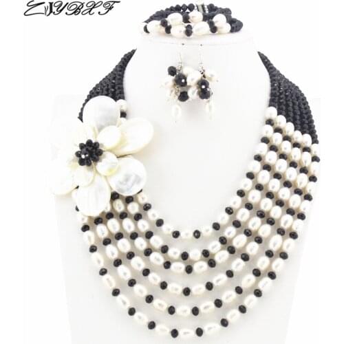Freshwater Pearl Jewelry Sets Pearl Necklace Crystal Necklace Freshwater Pearl Necklace Bracelet Sets HD1512