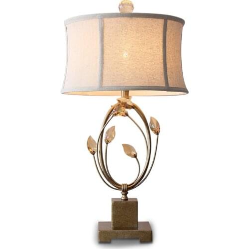 Modern Desk Lamps Led Crystal Table Lamps Cloth Lampshade Marble Base Bedroom Bedside Living Room Restaurant Table Lights Decor