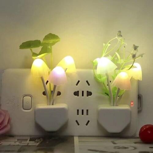 Flower Mushroom 7 Color Changing Dusk To Dawn Sensor Night Light Bedroom LED Night Lights Decor Room Wall Lights Kids gifts Lamp
