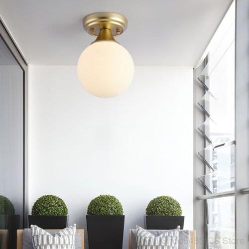 Nordic Glass Ball Ceiling Lamp Modern Minimalist Balcony Corridor Aisle Porch Staircase Living Room Decoration Lighting Fixtures