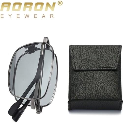 AORON Folding Polarized Sunglasses Men and Women Fashion Rectangular Classic Sunglasses Metal Frame UV-Resistant Sun Glasses