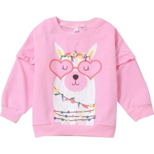 Autumn Kids Girl Sweatshirts Clothing Cartoon Animal Pattern Print Sweatshirts Casual Blouse Long Sleeve Outerwear Hot