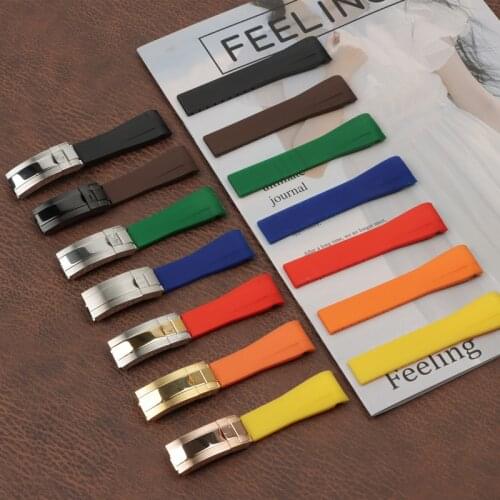 20mm Rubber Silicone Watchband Combination Buckle Watch band for strap for Daytona Submariner DEEPSEA GMT OYSTERFLEX belt