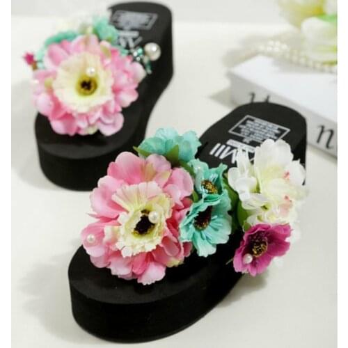 Handmade Shoes Flowers Casual Sandals Flip Flops Cheap Women Comfortable Beach Slippers Free Shipping Summer