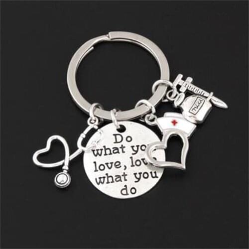 Retro Syringe Syringe Keychain Syringe Nurse Cap Doctor Nurse Holiday Jewelry Gift Keychain