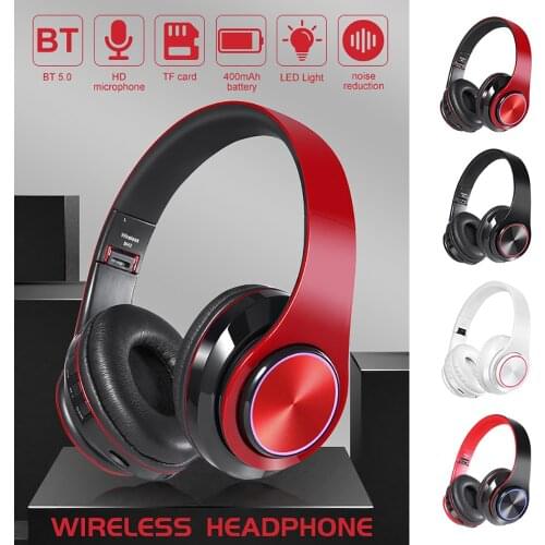 LED Light Bluetooth 5.0 Headphones Wireless Earphones Stereo Noise Cancelling Mpow Folding Headsets Adjustable Earbuds With Mic