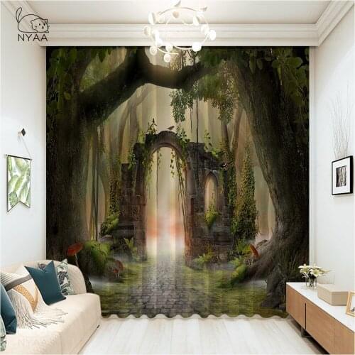 Nature Forest Window Curtain Living Room Curtains For The Room Modern Pastoral Printed Kitchen Curtains Micro Shading