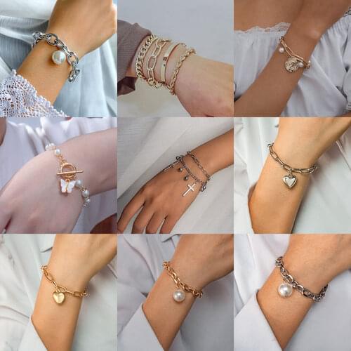 Womens Bracelets Bohemian Thick Chains Bracelet for Women Multilayer Chains Party Modern Jewelry 2021 Trend Geometric Bracelets