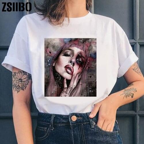 Women tshirts punk camisas Print cool girl Tee vegan jersey shirt black short sleeve T-Shirt clothing clothes vintage Harajuku