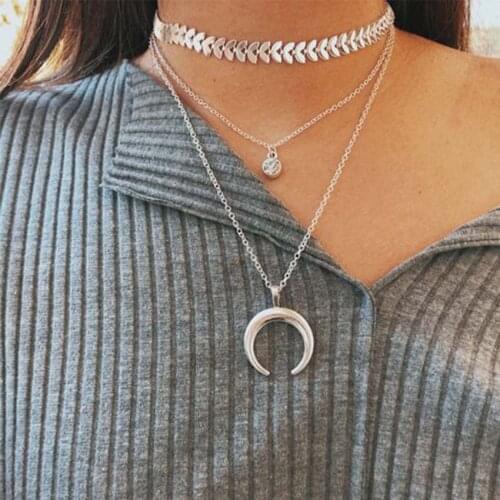 2018 New multi Women chocker gold Chain coin crystal moon choker Necklace Jewelry collana Kolye Collares Mujer Collier joyas