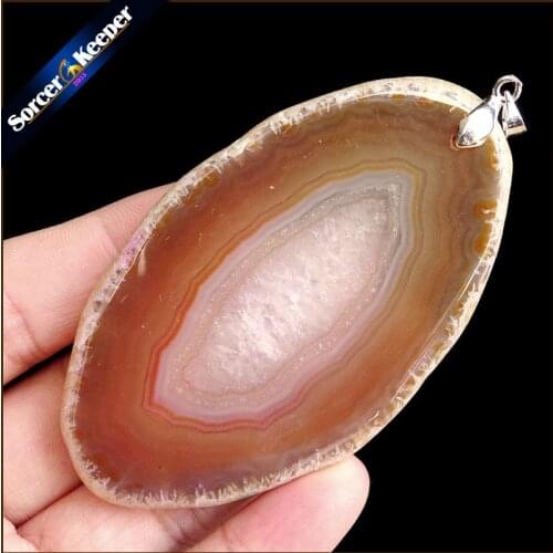 High Quality Natural Crystal Cluster Gem Stone Jewelry Polished Faceted Agates Slice Beads Pendant Necklace for Women WS265