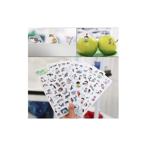 1Set/6pcs Originality,Clarity,PVC Sticker,Lovely Cat,Diary Photo Sticker,Stickers