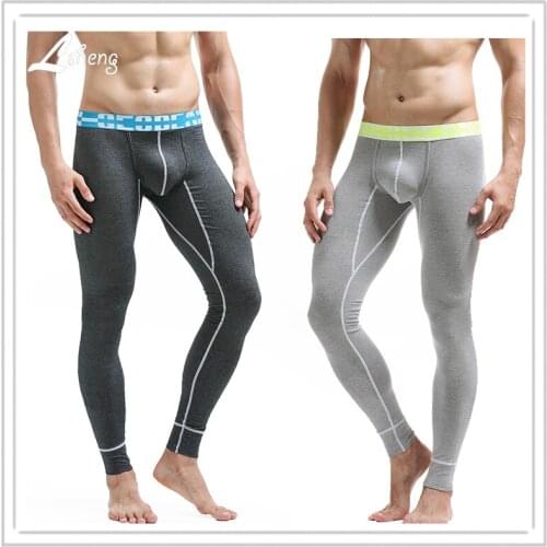 1Pcs Brand Mens Long Johns Clothes Men Sexy Low Waist Slim Hip Leggings Tight Pants Male Warm Pants Man Body Long Underwear