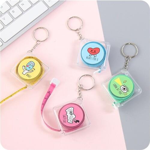 150cm Lovely Cartoon Retractable Tape Measure with Transparent Storage Box and Keychain Soft Tape Measure for Tailor Sewing Tool
