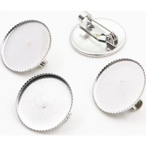 10pcs 18mm Inner Size Stainless Steel Material Brooch Style Cabochon Base Blank Cufflink Spacer Settings Tie Tack Pins-N5-21