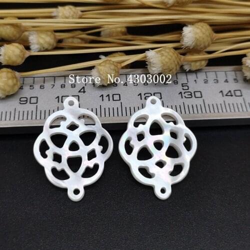 10pcs/lot 18x24mm Natural Hollow clover Flower Cut Mother of Pearl shell for DIY Jewelry Natural Clover MOP Pearl shell Beads