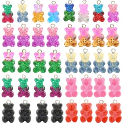 10Pcs Fashion Cute Resin Gummy Bear Pendant Charms for Woman Girls Cartoon Jewelry Findings DIY Wholesale 20x11mm