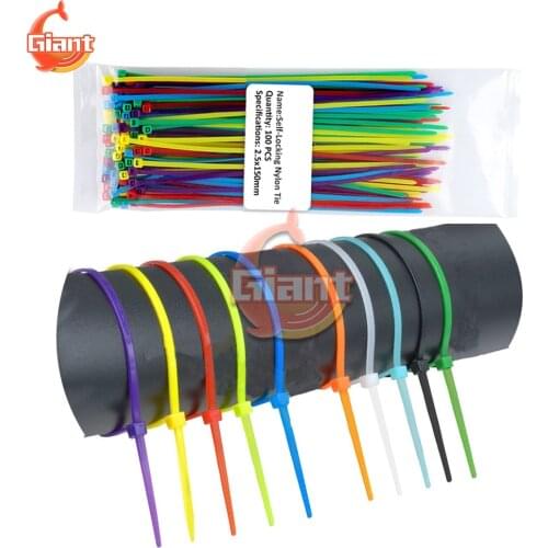 100pcs 10 Color Colorful Nylon Cable Ties 2.5 * 200mm 2.5*150 2.5*100 Mix Self-locking Nylon Plastic Wire Binding Wrap Straps