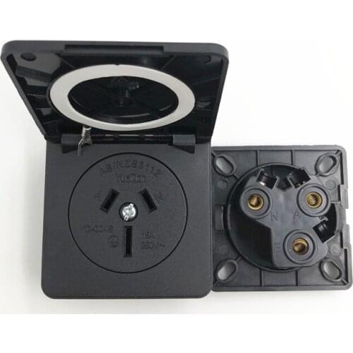 2PCS IP44 Australia New Zealand Industry Waterproof Dustproof Socket Black AU Waterproof Power Connector Socket