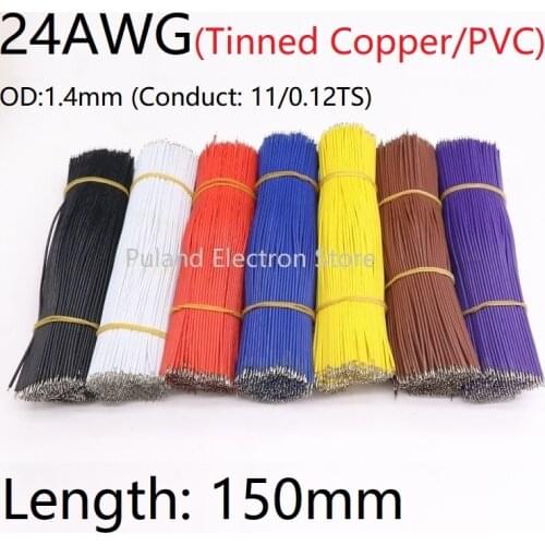 20pcs 150mm Fly Jumper Wire 24AWG OD 1.4mm PVC Insulated Electron Solder Cable 2 Head Ends Tinned Copper Conductor Line Colorful