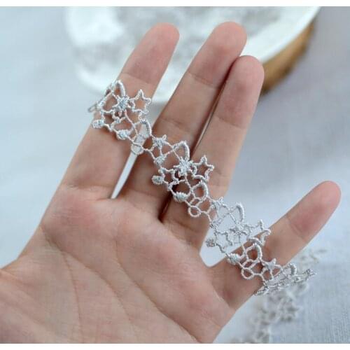 3 Meters Delicate Flower Embroidered Lace Fabric DIY Water Soluble Grey Lace Trim Garment Accessories Sewing Craft 2.2cm