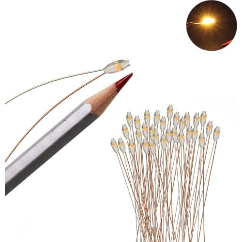 30pcs/60pcs Pre-wired Micro Litz Lead SMD 0603 LEDs Yellow Light 20cm Wire Resin Cover CD0603Y