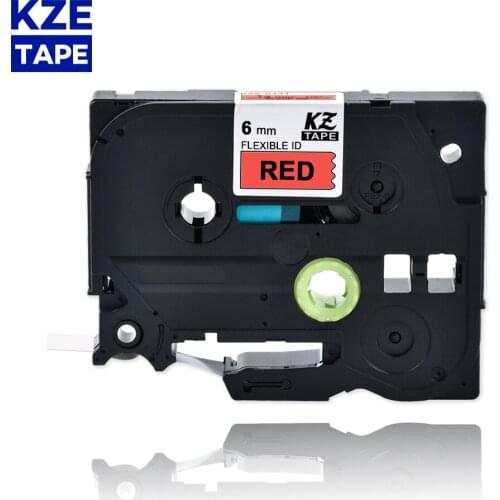 6mm Tze-FX411 Flexible label Black on Red Laminated Label Tape Flexible Cable Label Tapes TzeFX411 Tze FX411 for P-touch PT