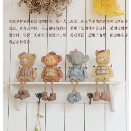 Home Decoration Accessories Vintage Home hanging foot doll resin crafts Cartoon hanging feet small animals garden decorations