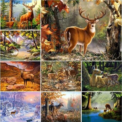 5D DIY Diamond Painting Animal Deer Cross Stitch Kit Full Drill Embroidery Mosaic Art Picture of Rhinestones Handicraft Decor