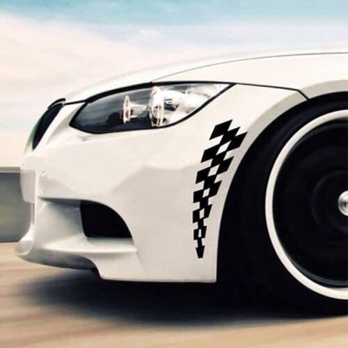 Car Styling Racing Stickers Vehicle Car Wheel Eyebrow Checkered Flags Safety Reflector Vinyl Stickers Prevention for Audi BMW