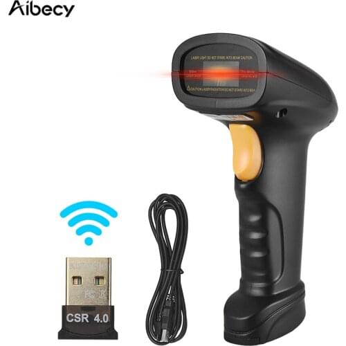 Aibecy BW3 Wireless & USB Wired 1D Barcode Scanner Handheld Bar Code Reader 30m/98ft Range with 3000 Inventory Memory