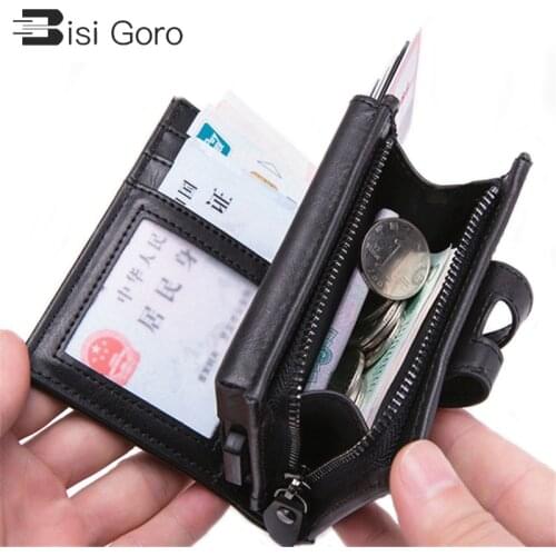 BISI GORO 2021 Men Women Multifunctional Metal RFID Smart Wallet Credit Card Holder Aluminium Box Blocking Travel Card Wallet