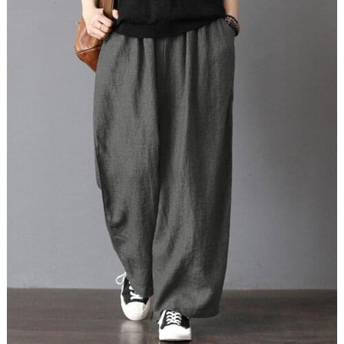 Plus Size 5xl Cotton Linen Pants Women Spring High Waist Wide Leg Pants Casual Summer Trousers Loose Womens Pants Streetwear